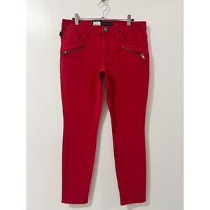 Rock & Republic Red Skinny Zip Pocket Legging Pants Women Size 10